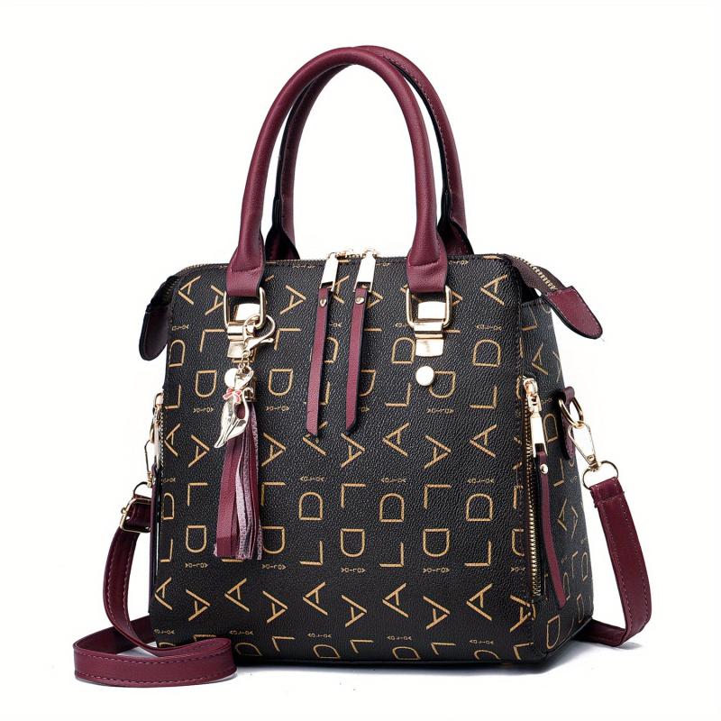 Small Crossbody Bag Tassel Decor Zipper Closure Purse