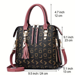 Small Crossbody Bag Tassel Decor Zipper Closure Purse