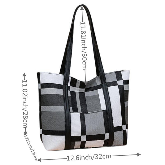 Colorblock Tote Bag Large Capacity Shoulder Bag Casual Handbag