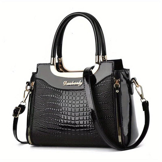 Crocodile Pattern Satchel Purse Tote Bag Crossbody Bag
