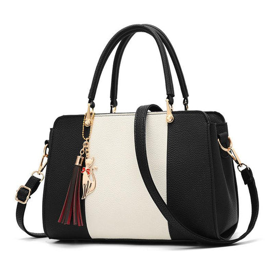 Women's Colorblock Tote Bag Shoulder Zip Satchel Work