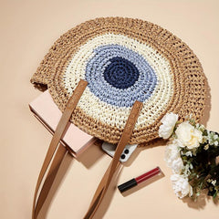 Straw Woven Tote Bag Large Capacity Beach Travel Shoulder Bag