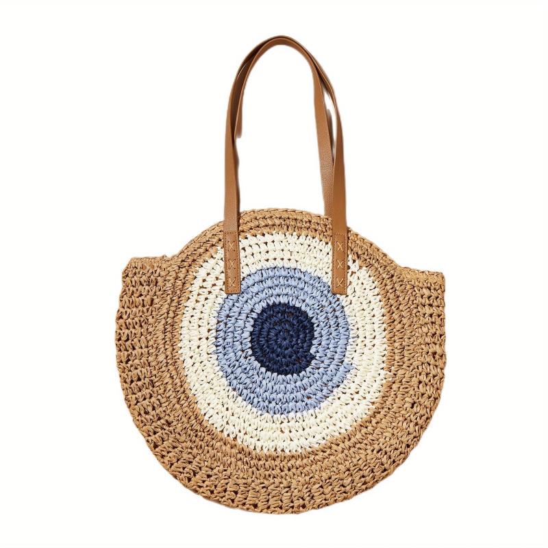 Straw Woven Tote Bag Large Capacity Beach Travel Shoulder Bag