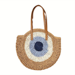 Straw Woven Tote Bag Large Capacity Beach Travel Shoulder Bag