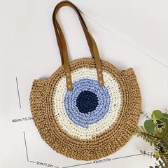 Straw Woven Tote Bag Large Capacity Beach Travel Shoulder Bag