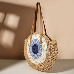 Straw Woven Tote Bag Large Capacity Beach Travel Shoulder Bag