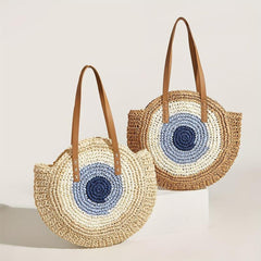 Straw Woven Tote Bag Large Capacity Beach Travel Shoulder Bag