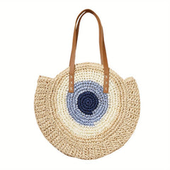 Straw Woven Tote Bag Large Capacity Beach Travel Shoulder Bag