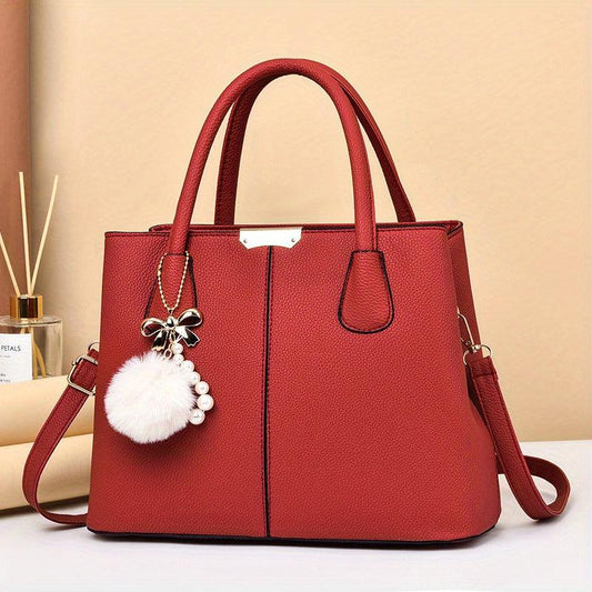 Pom Pom Bow Pendant Decor Durable Shoulder Bag