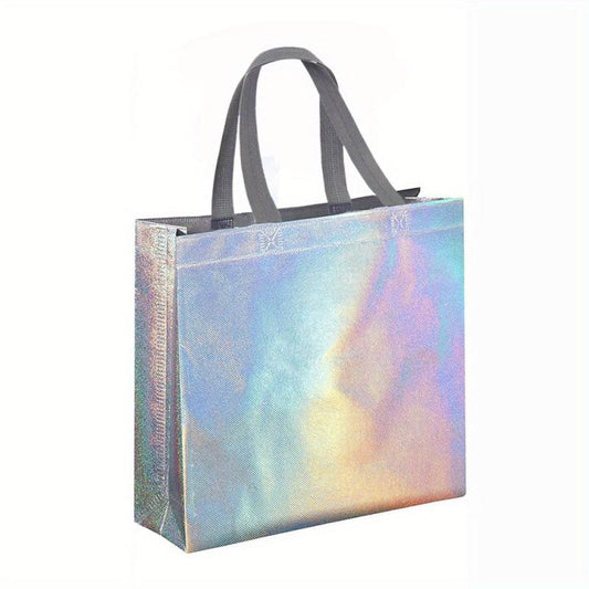 4 Reusable Gift Bags Laser Grocery Portable Shopping Tote Bags