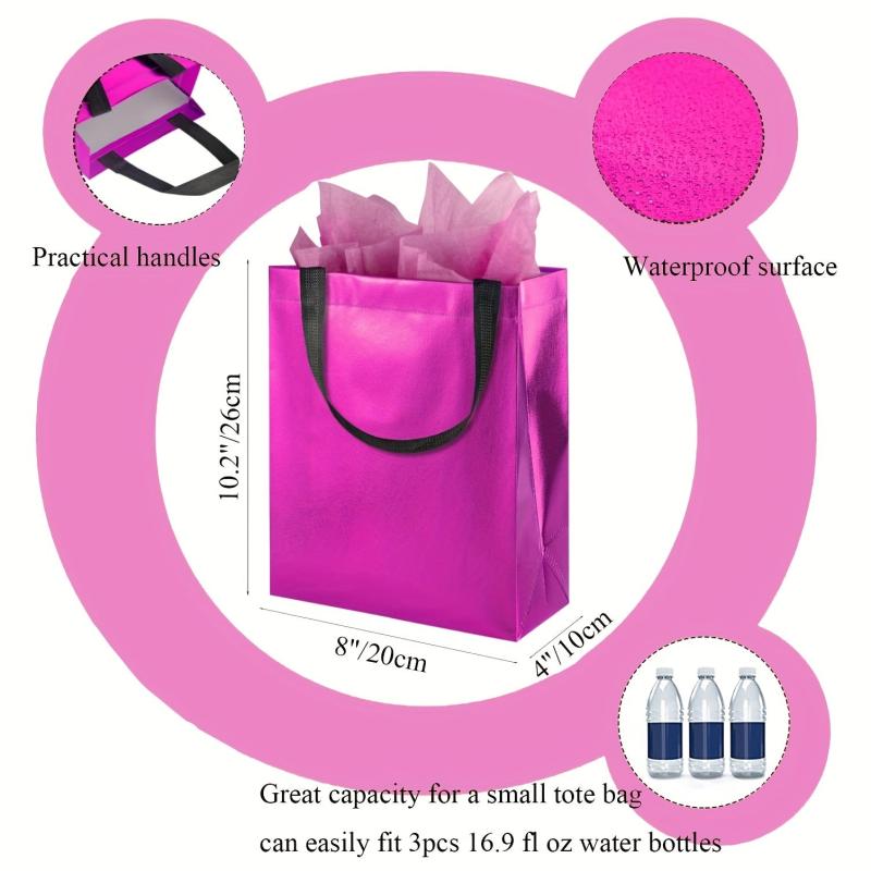 6Pcs Solid Gift Bags Reusable Handbags for Birthday & Christmas