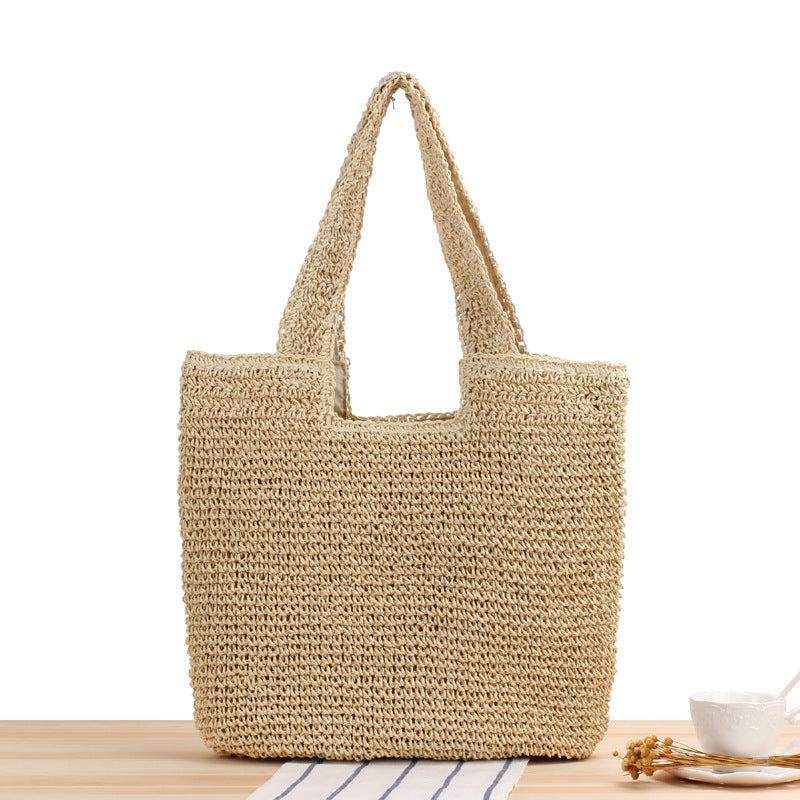 Straw Woven Large Capacity Tote Bag Lightweight Shoulder Bag
