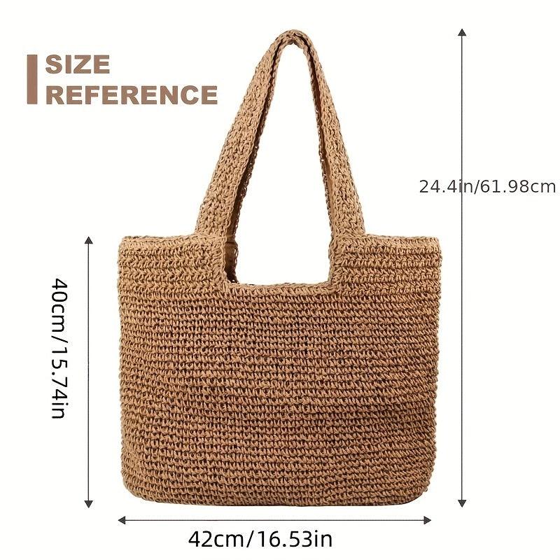 Straw Woven Large Capacity Tote Bag Lightweight Shoulder Bag