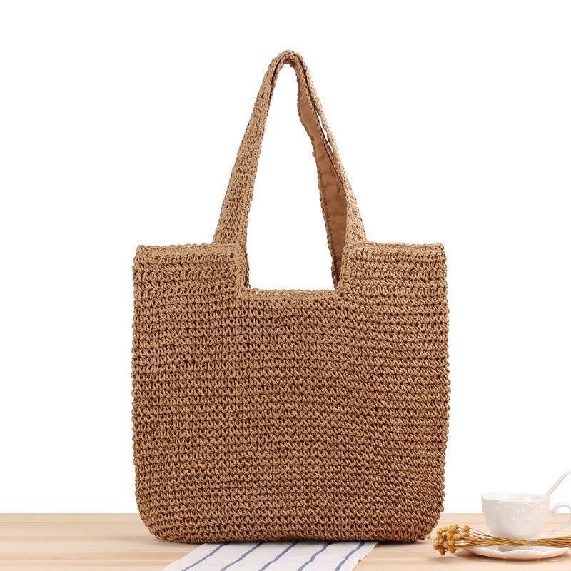 Straw Woven Large Capacity Tote Bag Lightweight Shoulder Bag