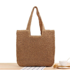 Straw Woven Large Capacity Tote Bag Lightweight Shoulder Bag