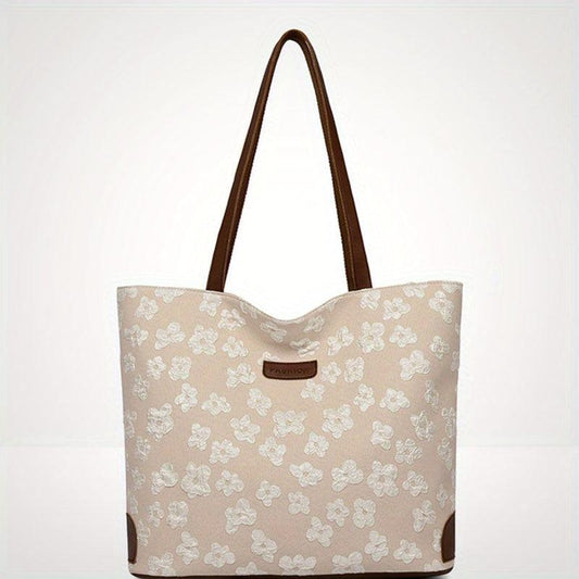 Floral Pattern Canvas Tote Bag Large Capacity Shoulder Bag
