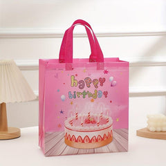 4PCS Large Birthday Gift Bag Cake Print Colorful Tote Bag