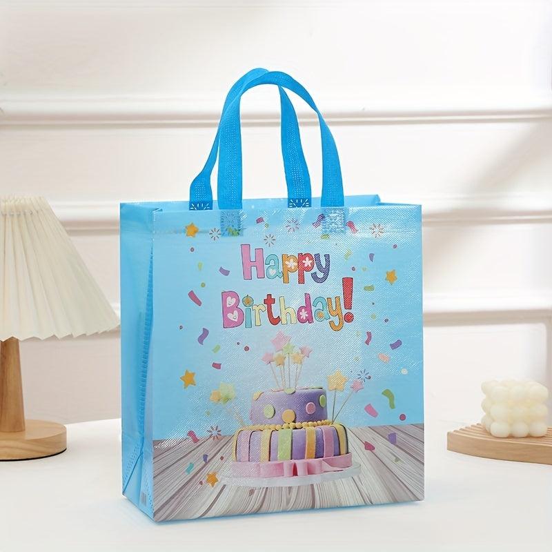 4PCS Large Birthday Gift Bag Cake Print Colorful Tote Bag