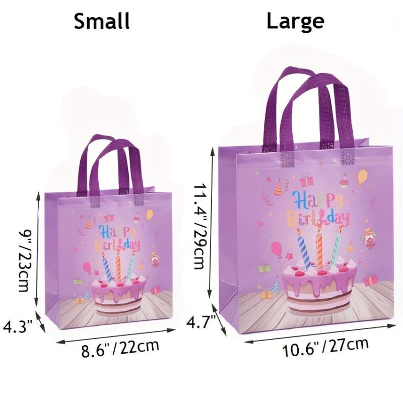 4PCS Large Birthday Gift Bag Cake Print Colorful Tote Bag