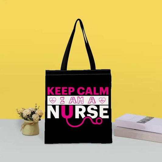 Stylish Letters Print Canvas Bag Lightweight Shoulder Bag Portable Shopper Bag