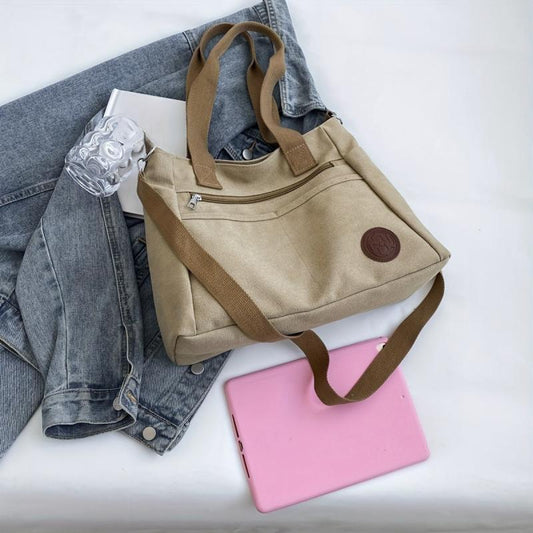 Vintage Canvas Tote Bag Large Capacity Crossbody Handbag