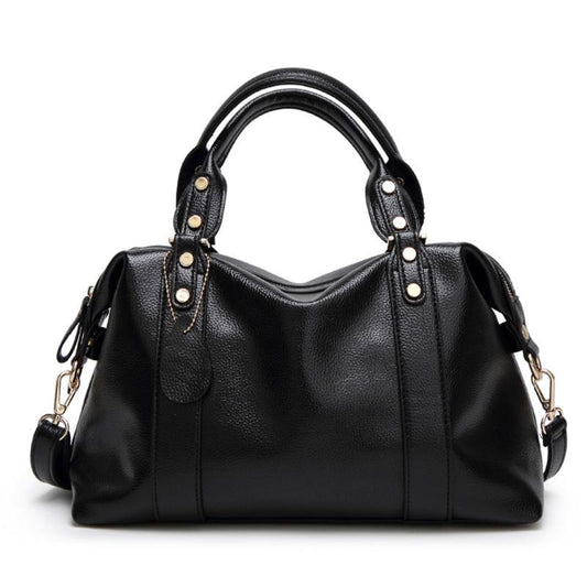 Classic Tote Faux Leather Shoulder Bag with Zipper