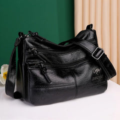 Shoulder Bag Large Capacity Faux Leather Crossbody Bag Zipper Purse