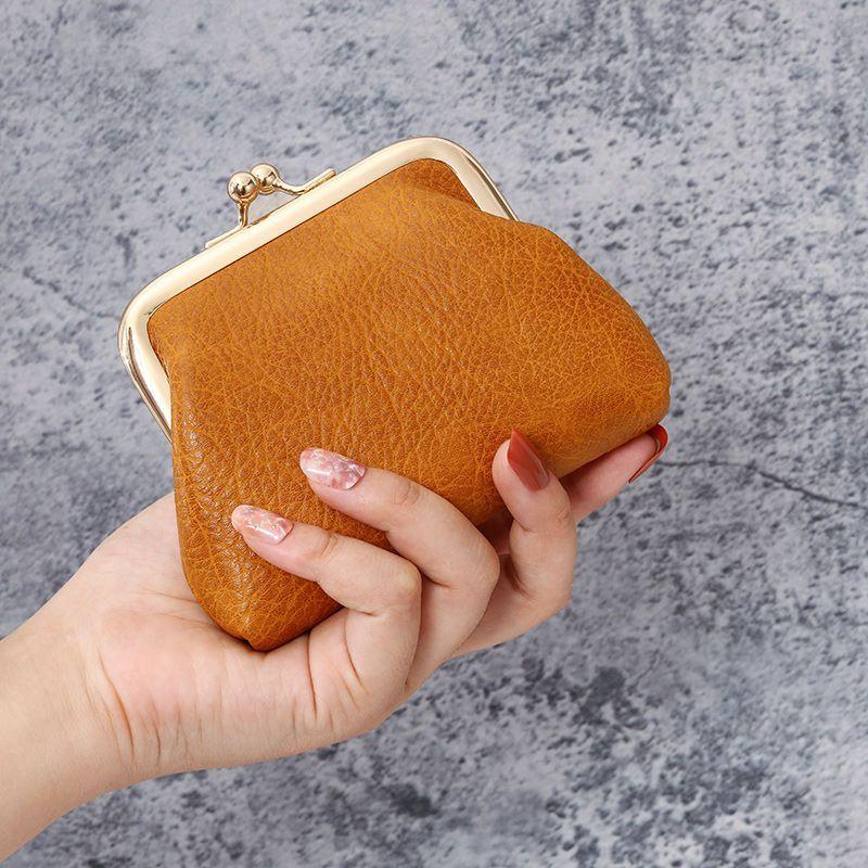 Mini Clutch Coin Purse Faux Leather Kiss Lock Lightweight Bag