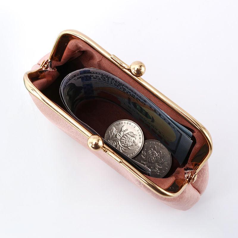 Mini Clutch Coin Purse Faux Leather Kiss Lock Lightweight Bag