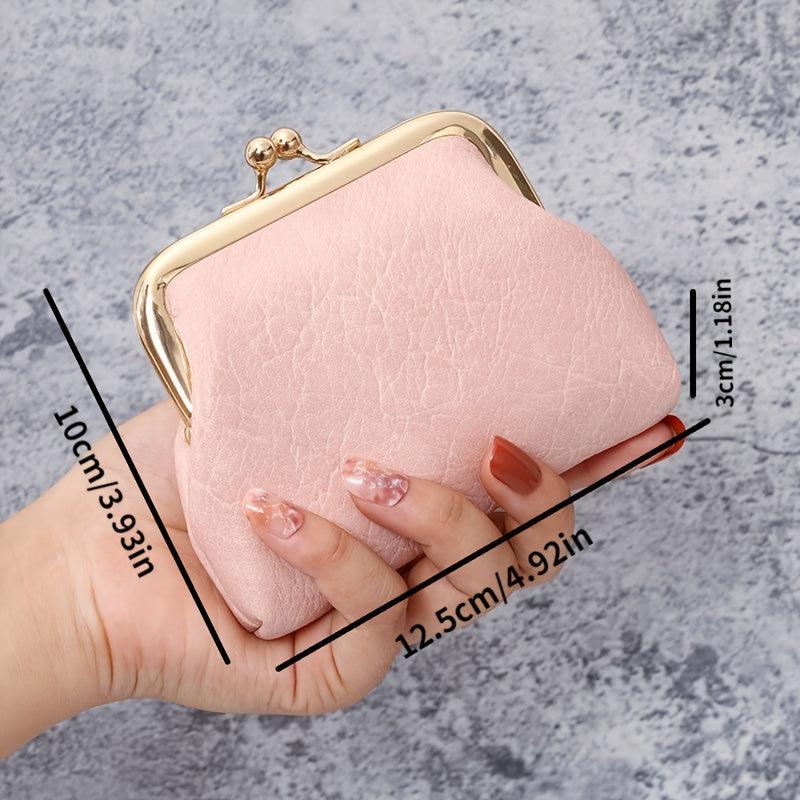 Mini Clutch Coin Purse Faux Leather Kiss Lock Lightweight Bag