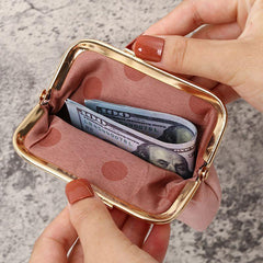 Mini Clutch Coin Purse Faux Leather Kiss Lock Lightweight Bag