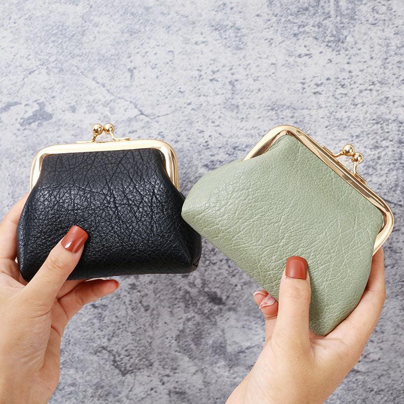 Mini Clutch Coin Purse Faux Leather Kiss Lock Lightweight Bag
