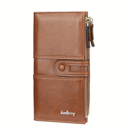 Solid Zipper Long Wallet PU Leather Large Capacity Card Slot Purse