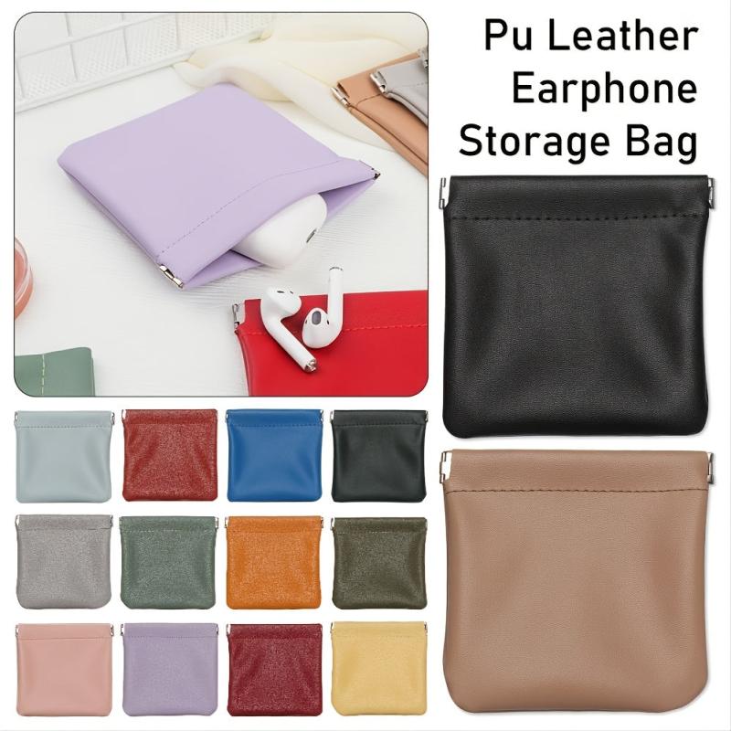 PU Leather Earphone Storage Bag Coin Pocket Purse Mini Wallet