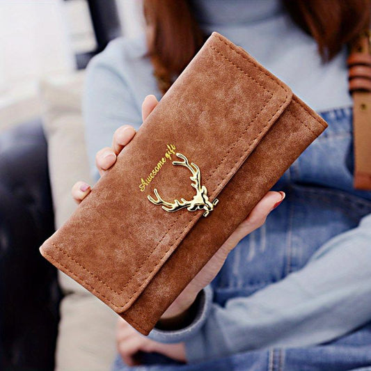Vintage Trifold Wallet Women's Deer Decor Purse