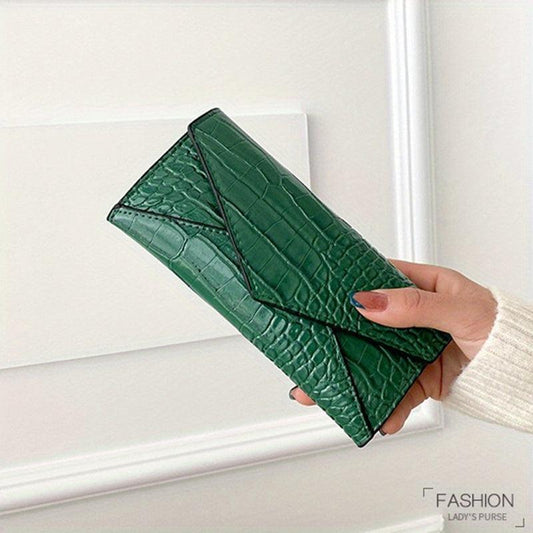 Crocodile Embossed Long Women's Wallet Envelop Clutch