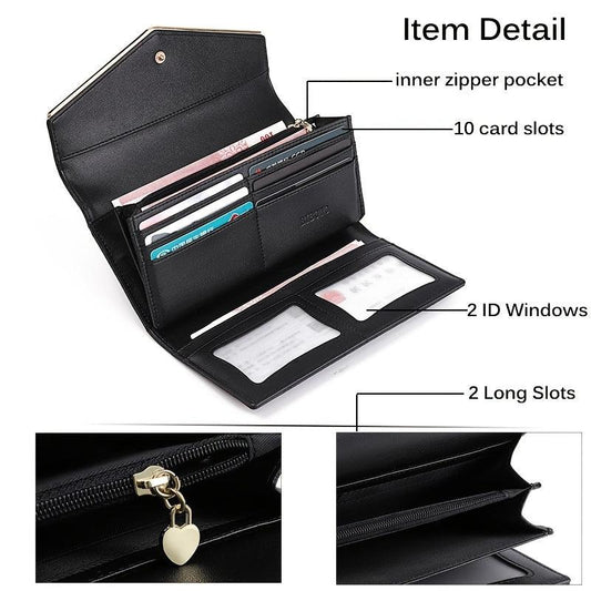 Trifold Long Wallet with ID Windows & Card Slots