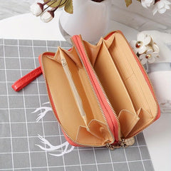 Crocodile Embossed Long Wallet with Double Zipper