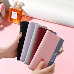 Colorblock Long Wallet Coin Purse Geometric Pattern Card Case