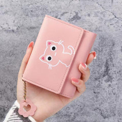 Cat Pattern Short Wallet Women's Clutch Trifold Coin Purse