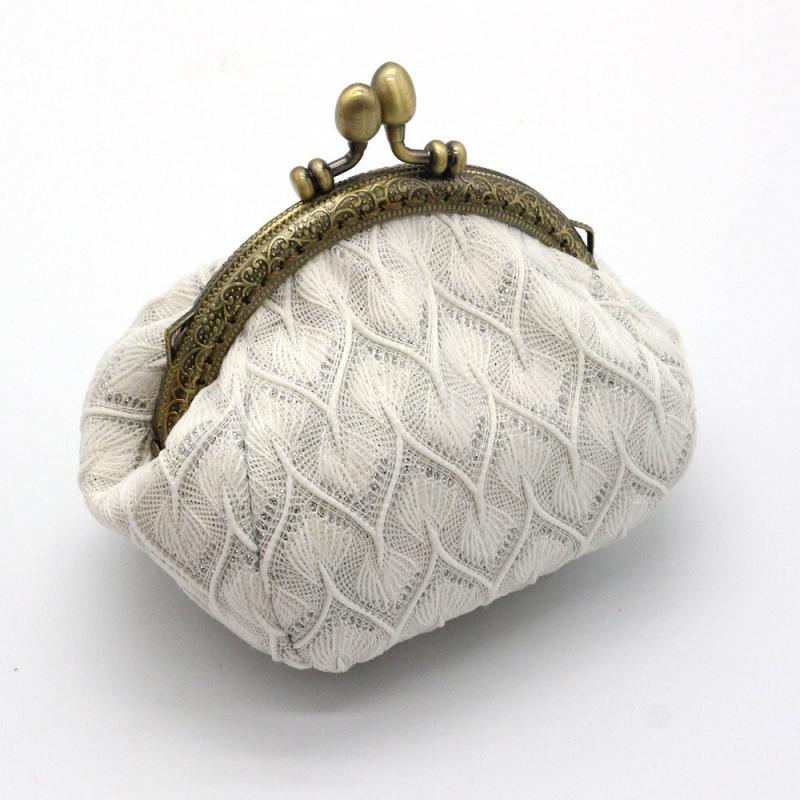 Vintage Knitted Coin Purse for Women Kiss Lock Wallets