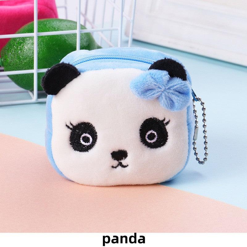 Mini Animal Coin Purse Zippered Plush Clutch Bag