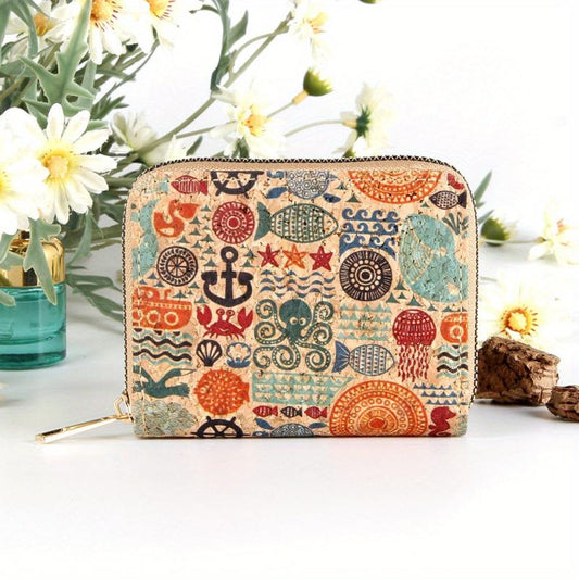 Vintage Pattern Clutch Coin Purse Zipper Around Wallet