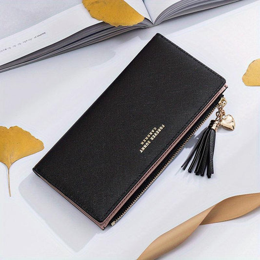 Tassel Decor Clutch Purse Long Wallet for Women