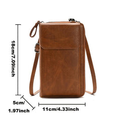 Retro Zipper Wallet Women's Crossbody Bag