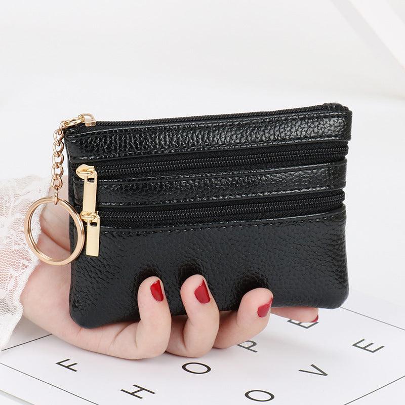Women's Mini Coin Purse Zipper Clutch Portable Keychain Bag