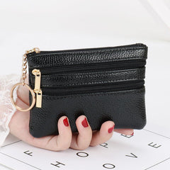 Women's Mini Coin Purse Zipper Clutch Portable Keychain Bag