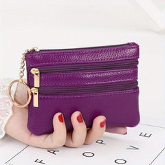 Women's Mini Coin Purse Zipper Clutch Portable Keychain Bag