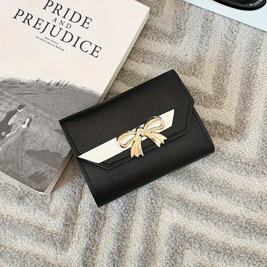 Women's Short Wallet Bowknot Trifold Coin Purse Clutch