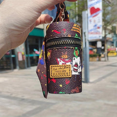 Scarf Decor Bucket Hangable Coin Purse PU Leather Lightweight Bag